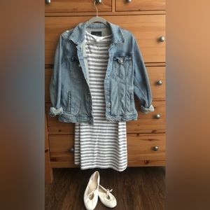 Grey stripes sleeveless dress